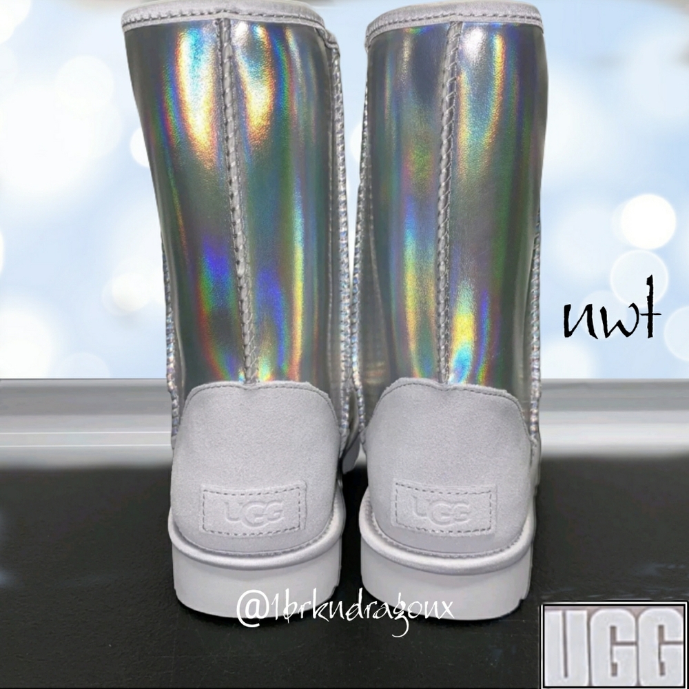 NWT UGG Australia Holographic Icy Silver  Booties Boots Slipon Winter Booties - Picture 6 of 16